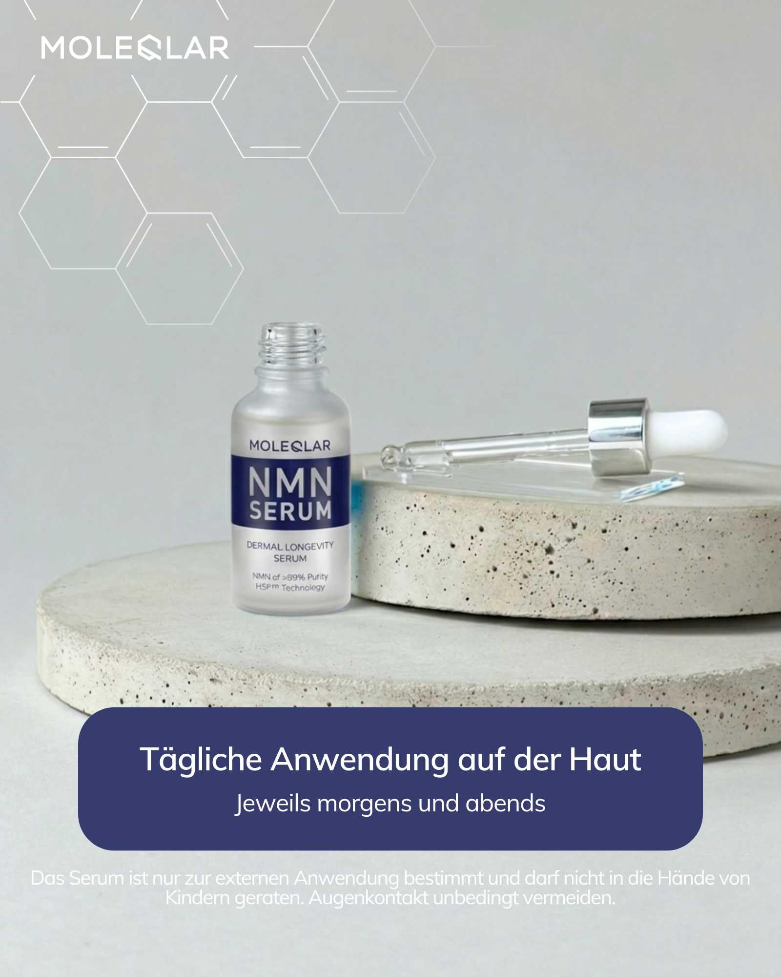 MoleQlar NMN serum do twarzy 30 ml – Longevity dla Twojej skóry – z opatentowaną technologią HSF i wysokiej czystości Uthever NMN