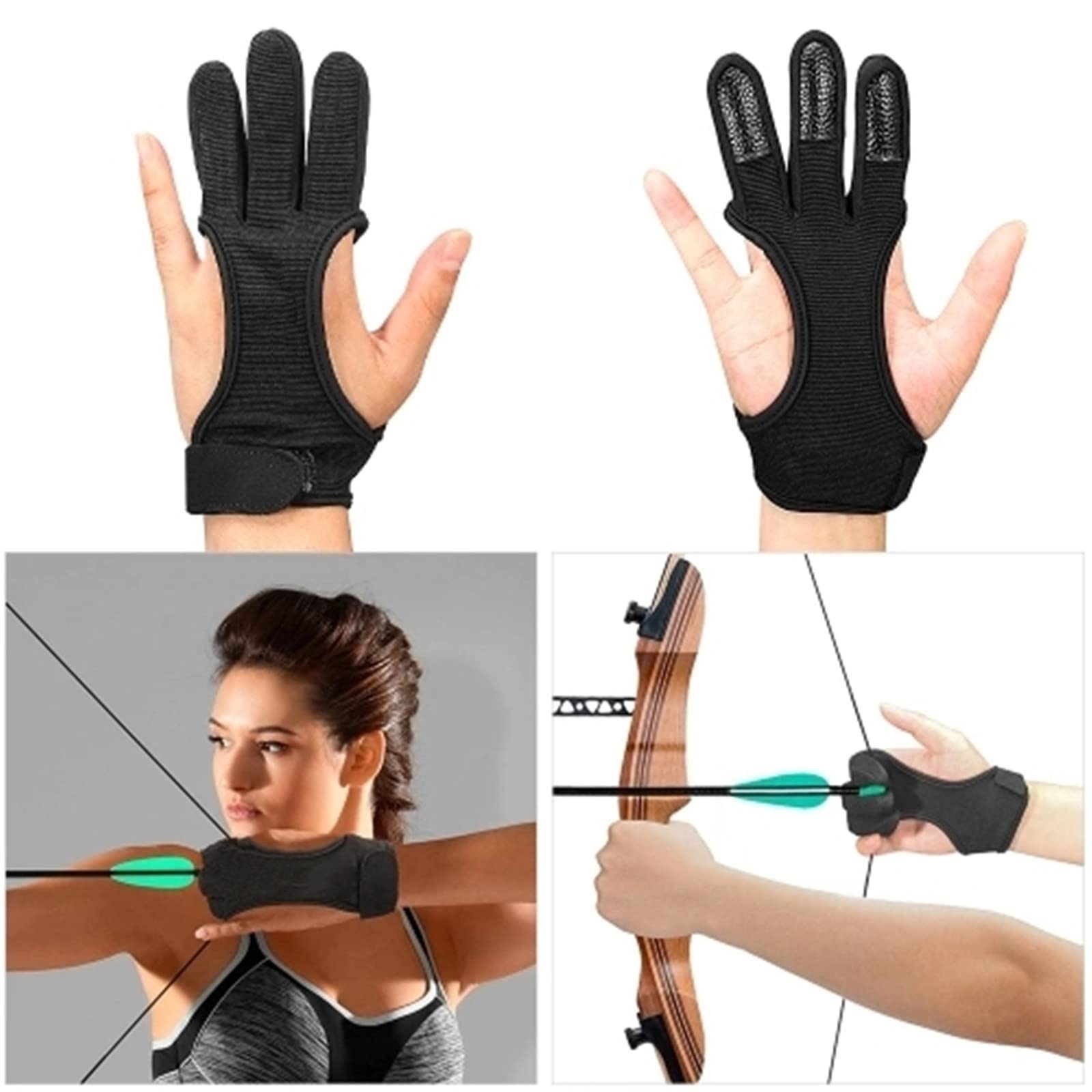 LYVQZPWLRGuanti di tiro con L'Arco e Le Dita, Guanto da Braccio for tiro con L'Arco, Guanti da tiro con L'Arco, Caccia, tiro con L'Arco, equipaggiamento Protettivo in Pelle, Accessori