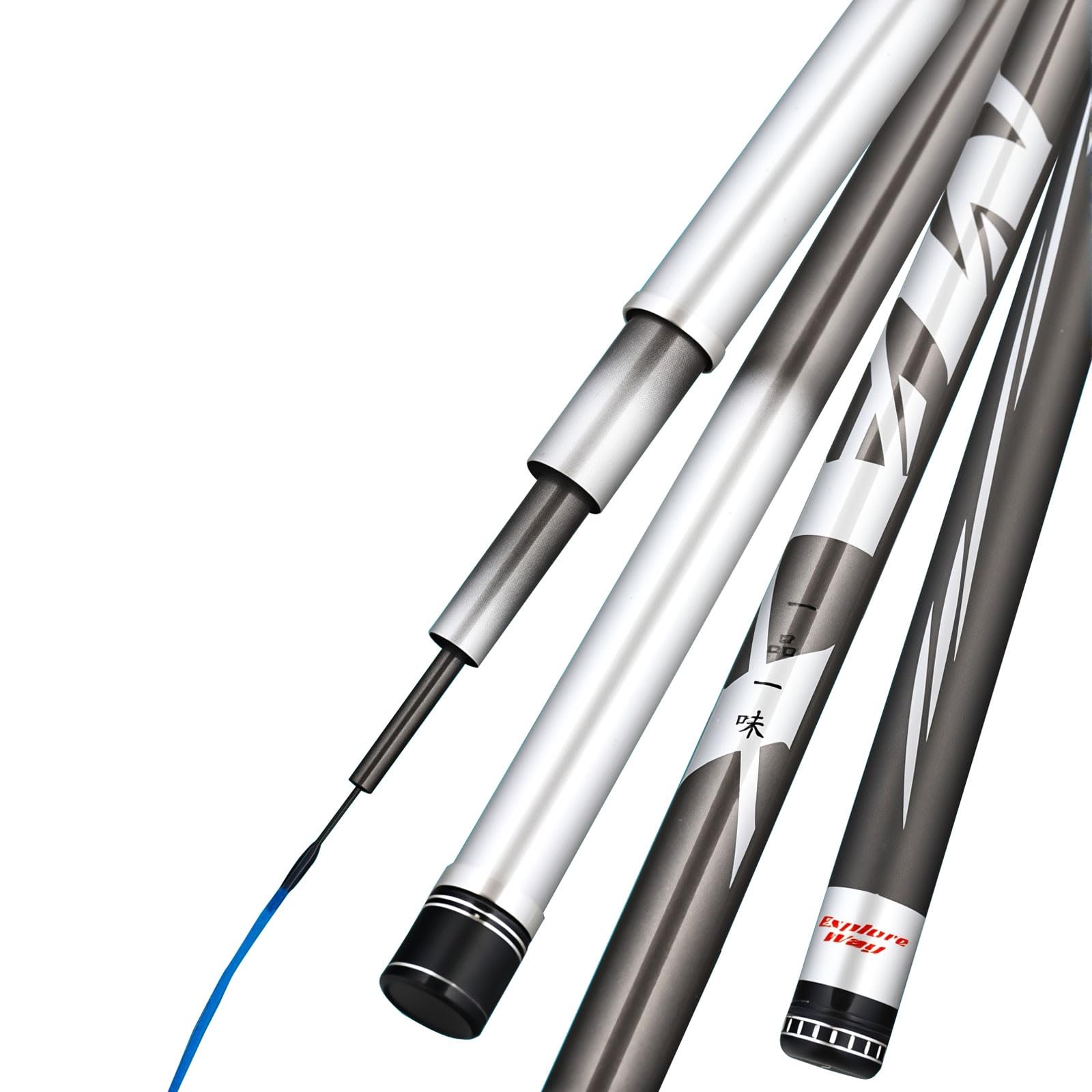 TUJISEK Caña de Pescar telescópica de Fibra de Carbono 3.6m-10m CañAs De Pesca Cañas de Pescar CañAs Carpfishing para Fiume Lago Mare | 10m