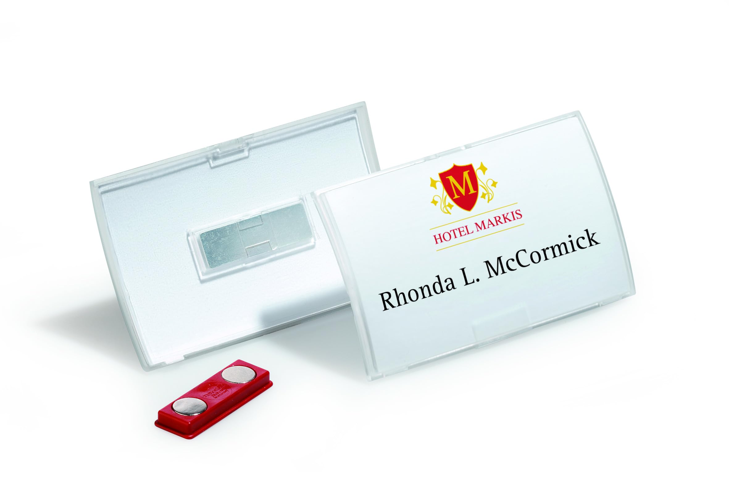 Durable Click Fold Convex Name Badge with Magnet Transparent - 2.25 x 3.75 Inches - Perfect for Events and Visitor Management - Pack of 10