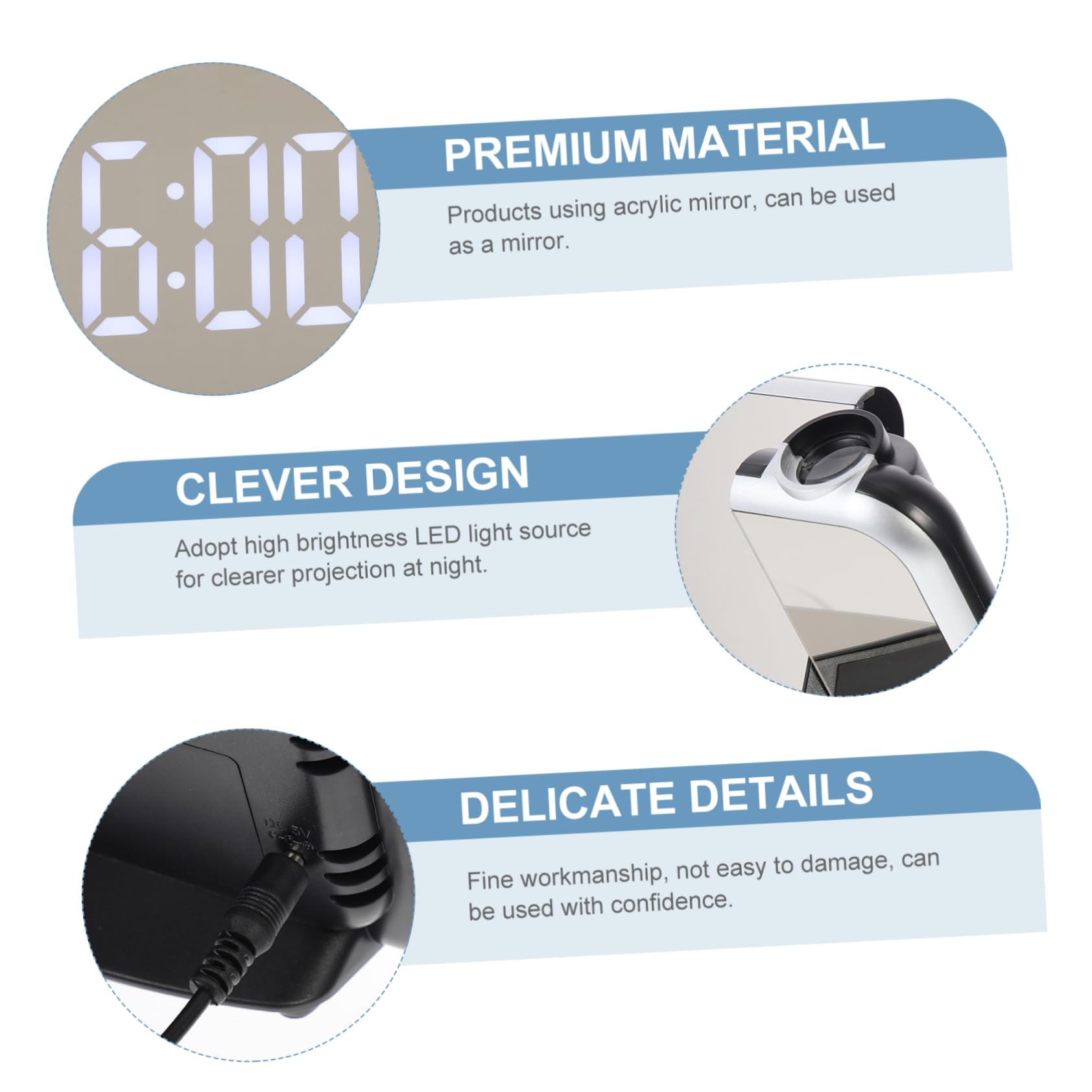 OUNONA Reloj Despertador Digital de Escritorio Proyector, Multifuncional Alarma y Pantalla Led, Material Plástico, Adecuado para Oficina y Sala de Estar