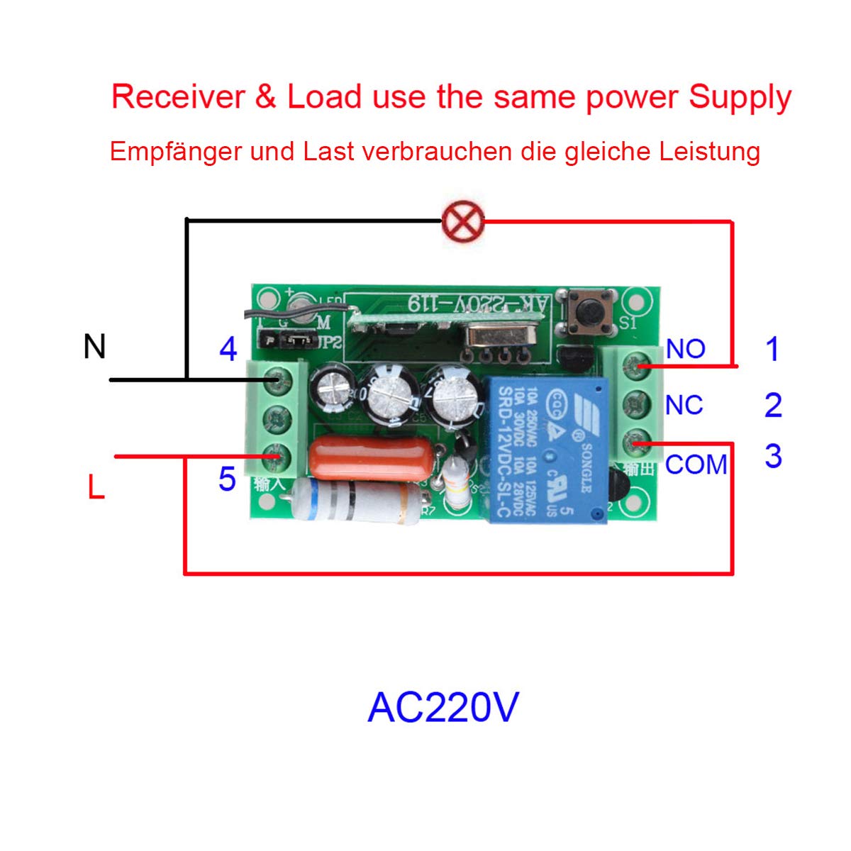 200 m mando a distancia interruptor AC 230 V 6 canales, relé interruptor radiocontrolado por radio, mando a distancia receptor para pasillos, luces LED, control por separado