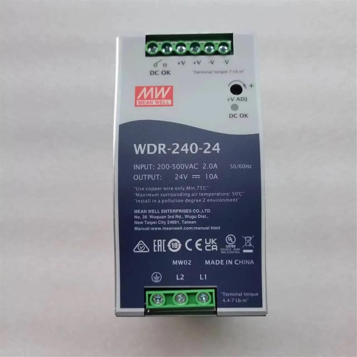 WDR-240-24 240W Single Output Industrial DIN Rail Power Supply WDR-240 24V 10A