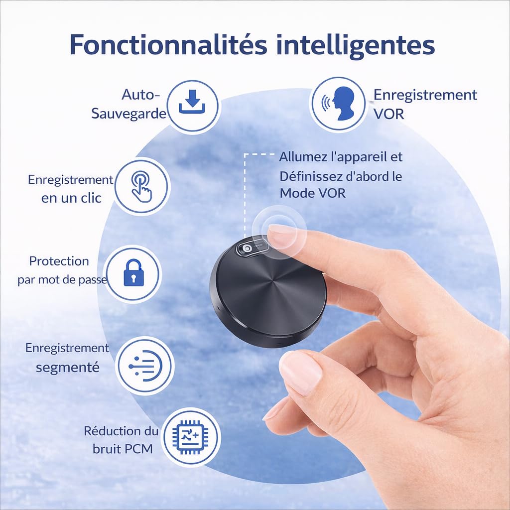 CleverTalk Q37 Enregistreur Vocal avec IA | Activation Vocale | Portail Web app.clevertalk.AI | Transcription et Résumés | 64 GB | Audio HD 1536kbps | USB-C