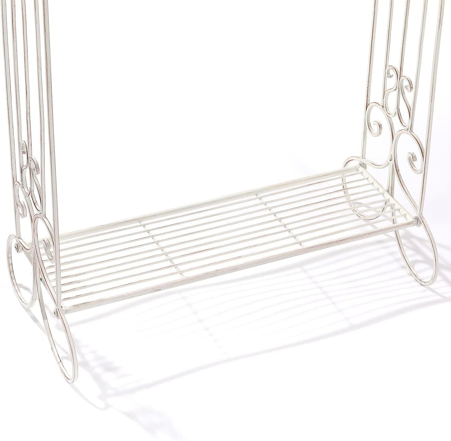 Standing Metal Towel Organizer & Drying Rack with Shelf - Freestanding for Bath, Hand & Wash Towels