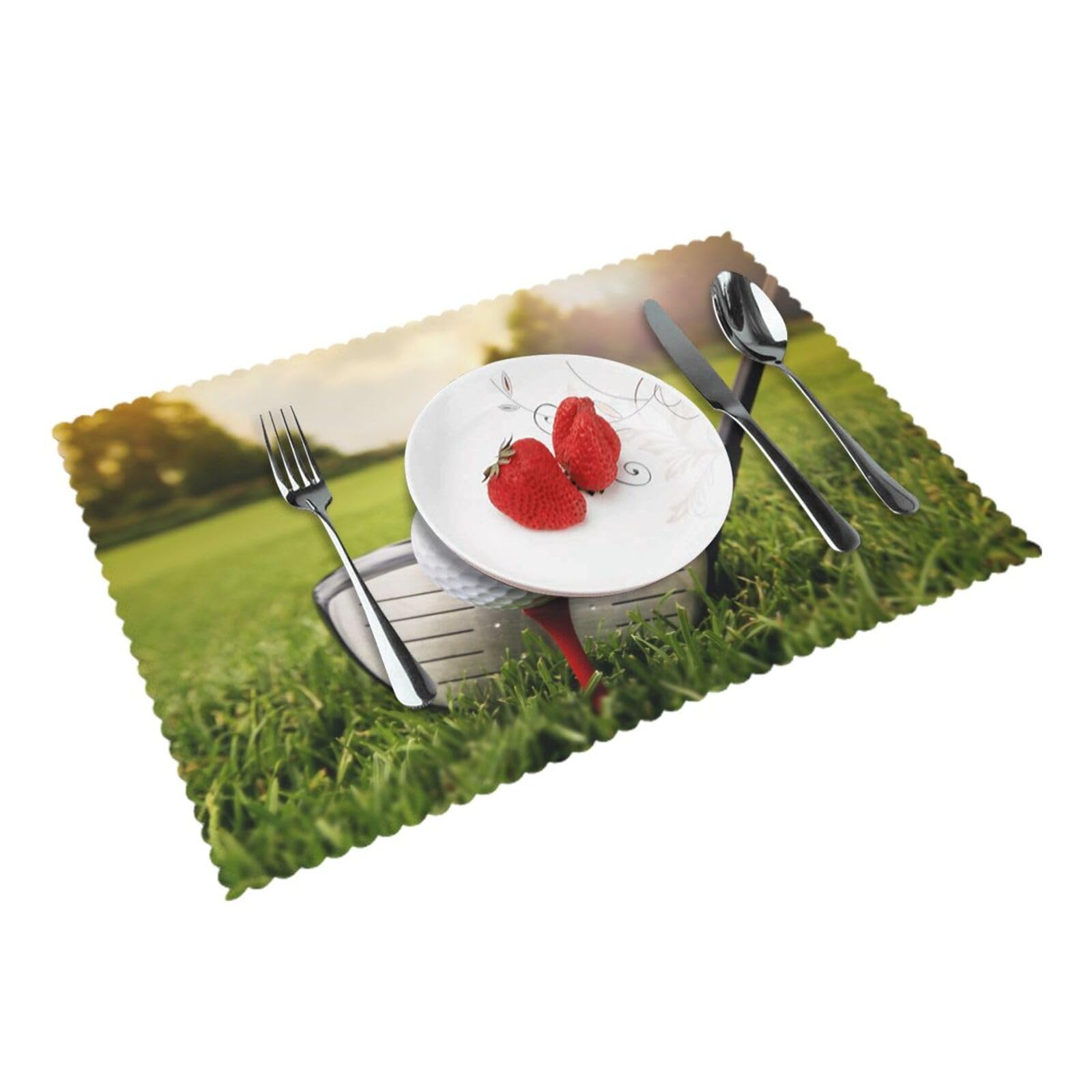 Sport Golf Ball Printed Placemats Set of 4 PCS Washable Placemat for Kitchen Table Heat-resistant Table Mats 45x30 CM