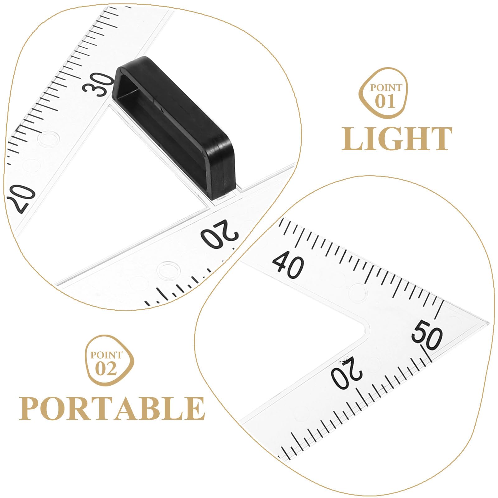 PACKOVE Magnetisches Zeichendreieck Lineal aus Abs mit Langlebigem Design für Mathematik und Physik als Transparentes Lehrdreieck zum Präzisen Zeichnen und Messen