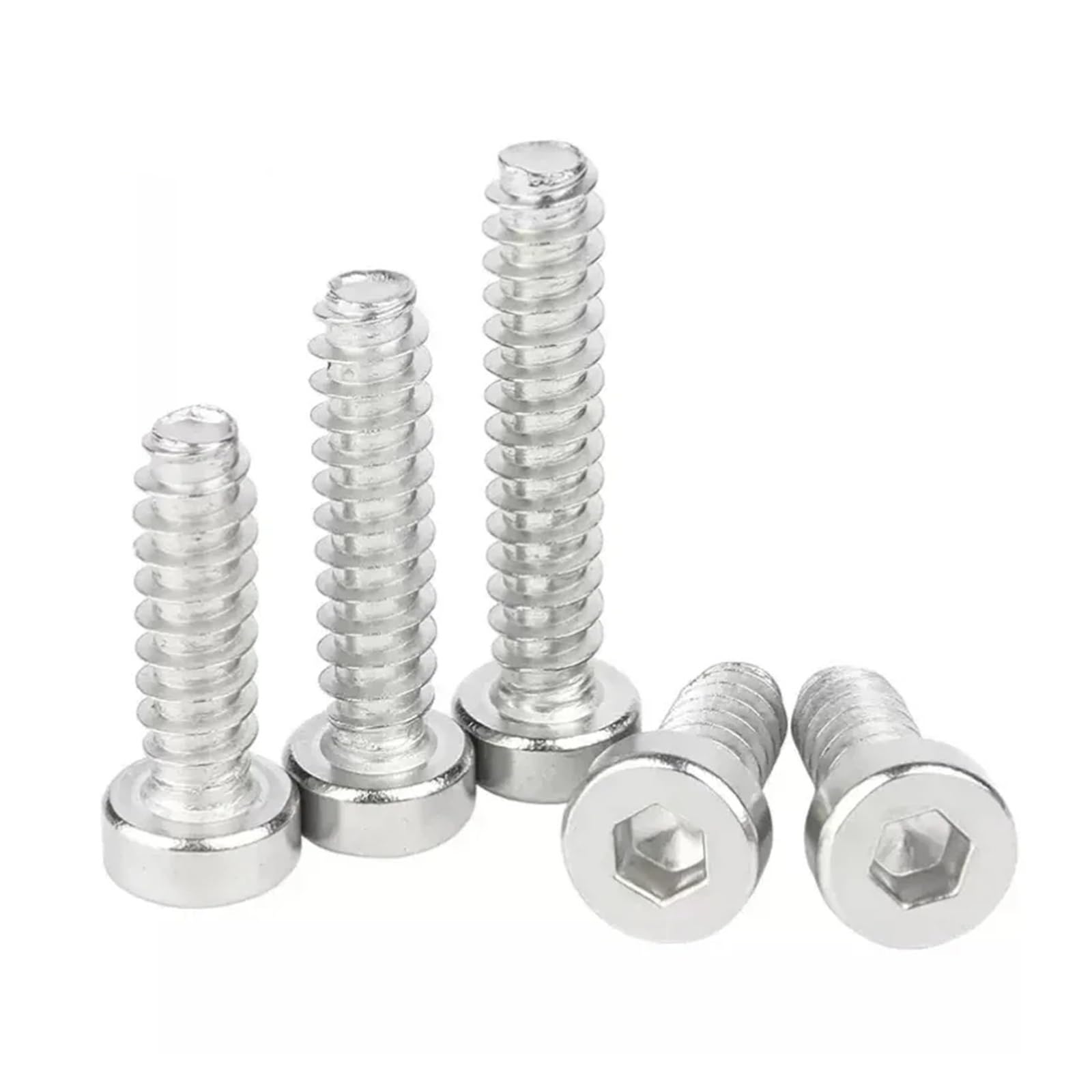 20/50 Uds M4 M5 M6 304 Acero Inoxidable Cabeza Cilíndrica Redonda Delgada Tornillo De Cola Plana Autorroscante Hexagonal(45mm,M6-20pcs)