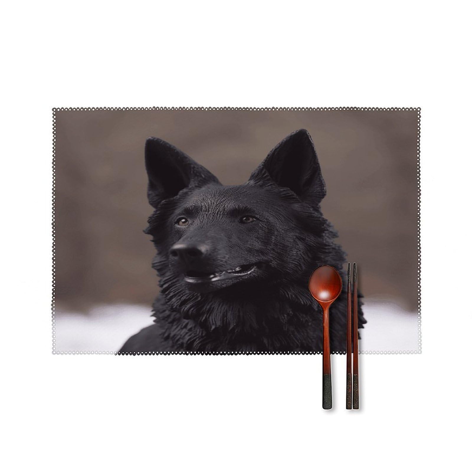 Black German Shepherd Placemats Set of 6 Non-Slip Heat Resistant Table Mats Canvas Washable Cloth Place Mats Easy to Clean Premium Placemat for Kitchen Dining Table Decoration