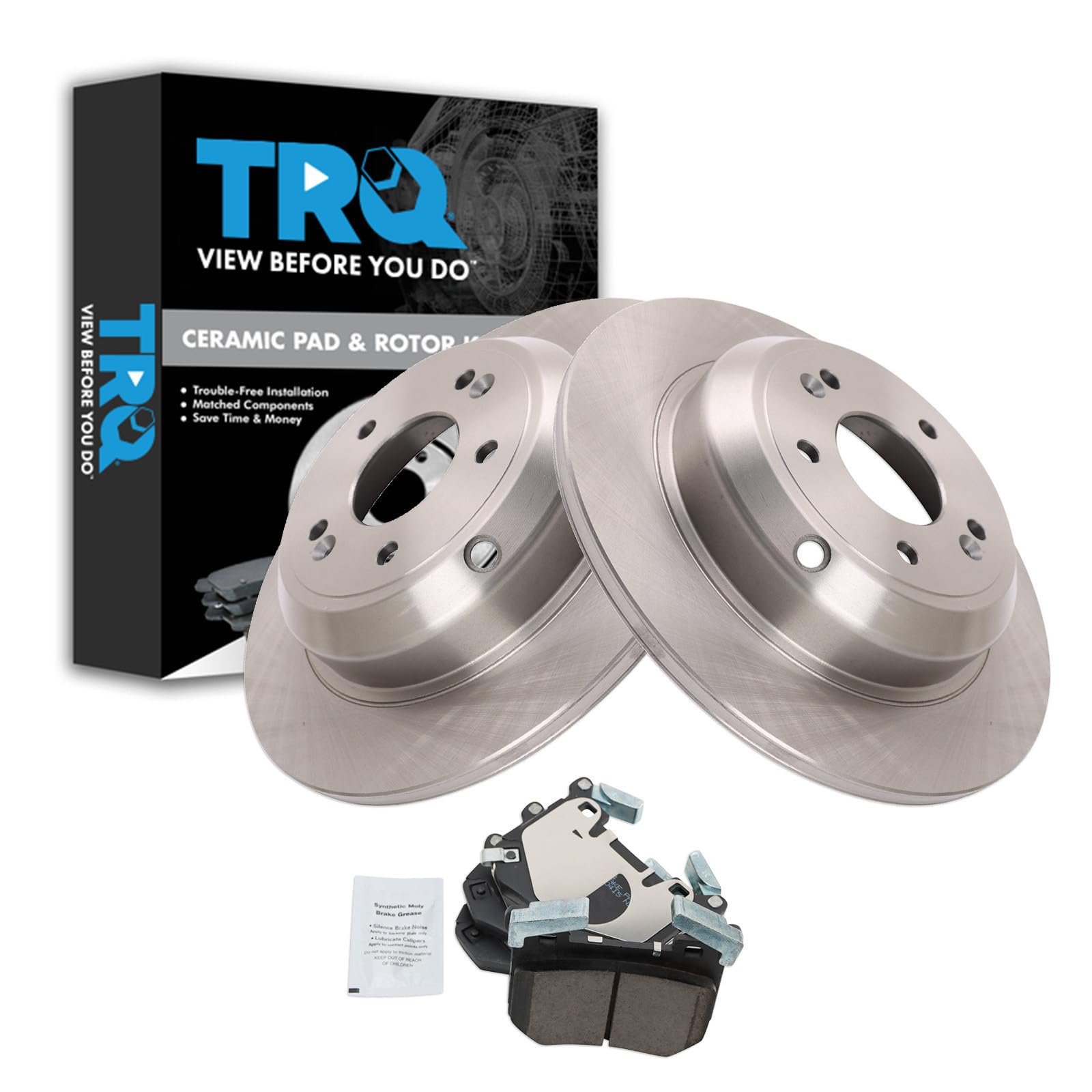 TRQ Rear Brake Pad and Rotor Set Ceramic Compatible with 2019-2020 Genesis G70 2018 Kia Stinger