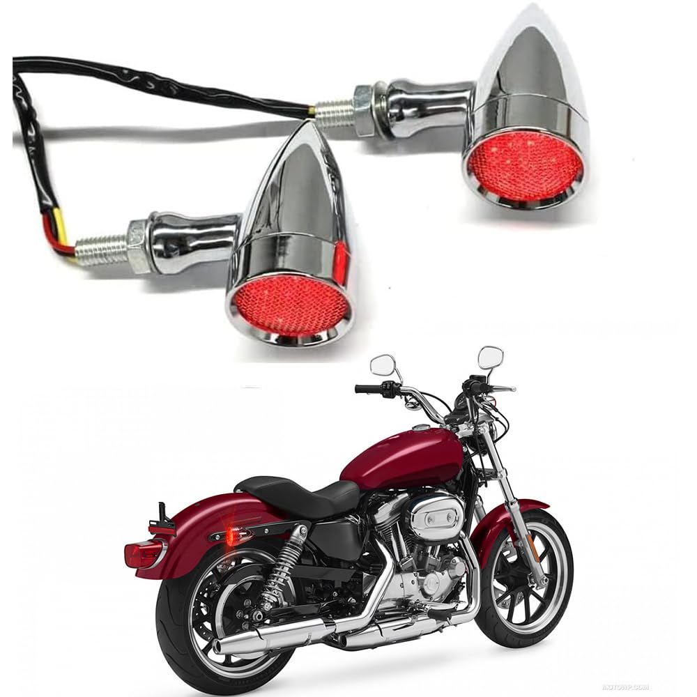 Chrome LED Bullet Turn Signal & Brake Tail Light – Universal For Harley Chopper