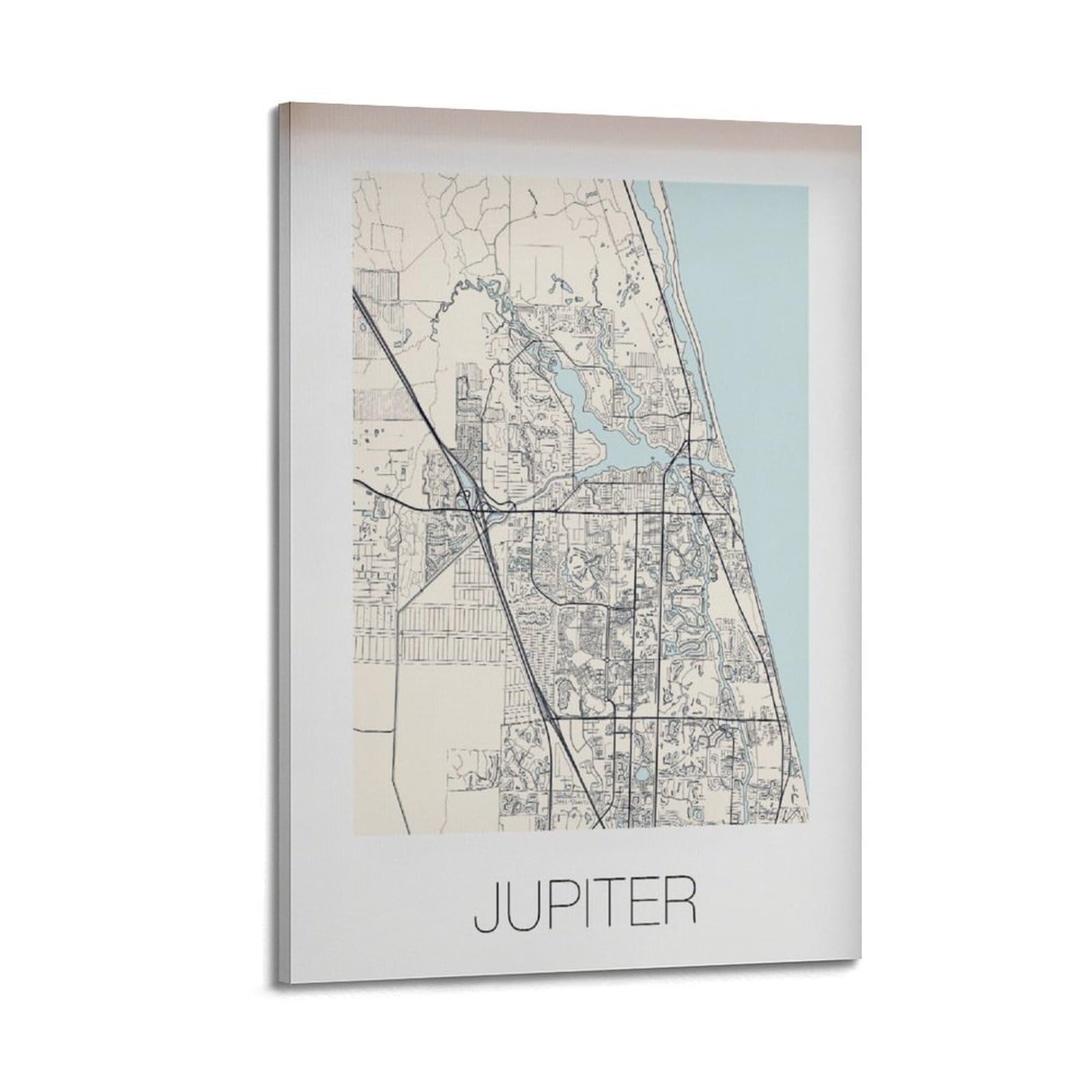 xiaoxiaoshen Jupiter Florida Map Canvas Poster Wall Art Prints Room Aesthetic Murals Bedroom And Living Decorations 20x30inch(50x75cm)
