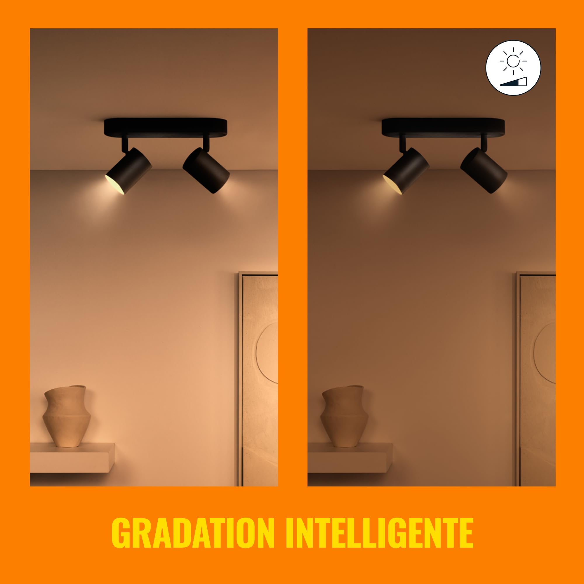 WiZ Spots LED connecté Wi-Fi IMAGEO noir 2x5W, 2700-6500K, Nuances de Blanc, fonctionne avec Alexa, Google Assistant et Apple HomeKit
