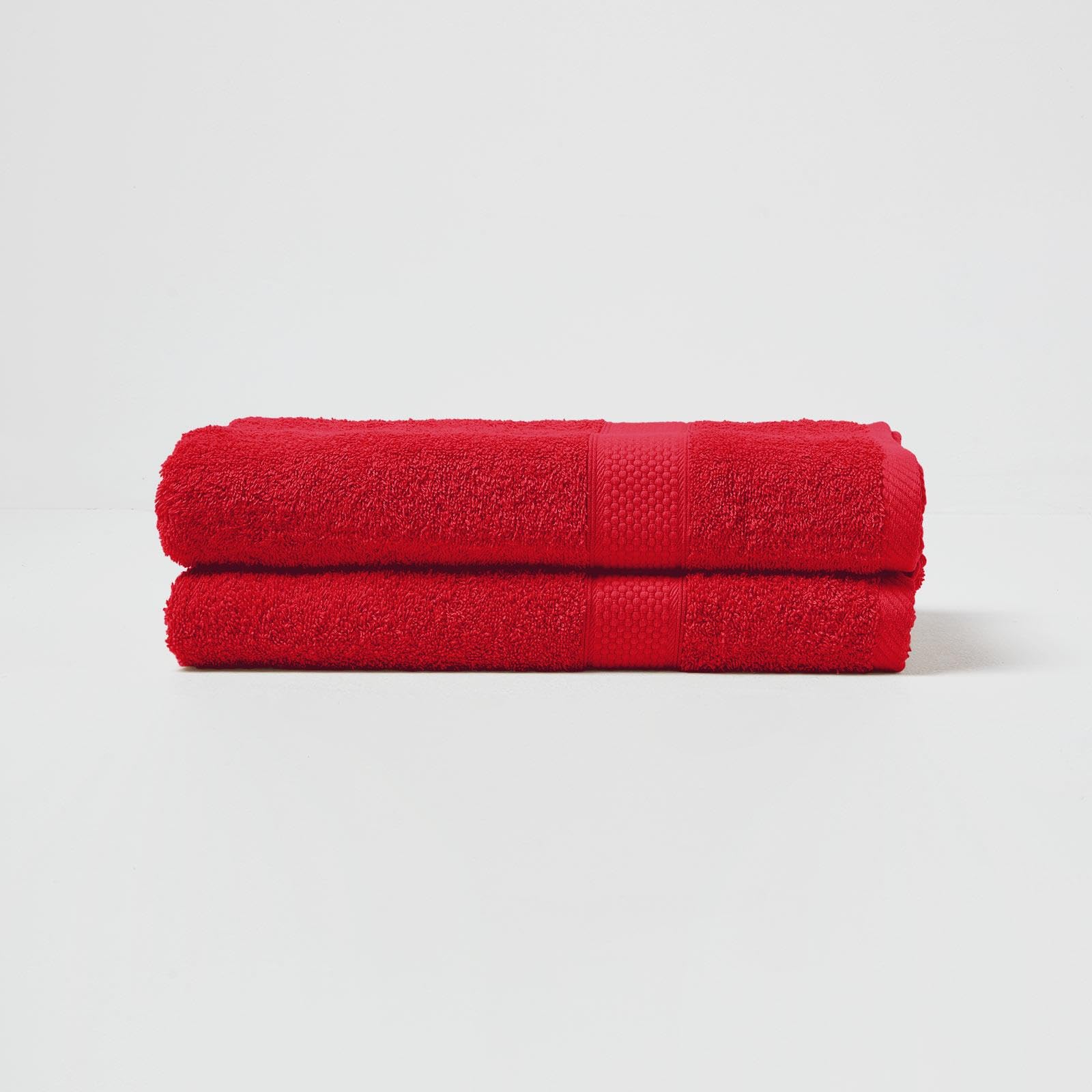 HOMESCAPES Red Turkish Cotton Set of 2 Bath Towels Super Soft Thick & Absorbent 500 GSM Towel Heavy Weight for everyday Luxury