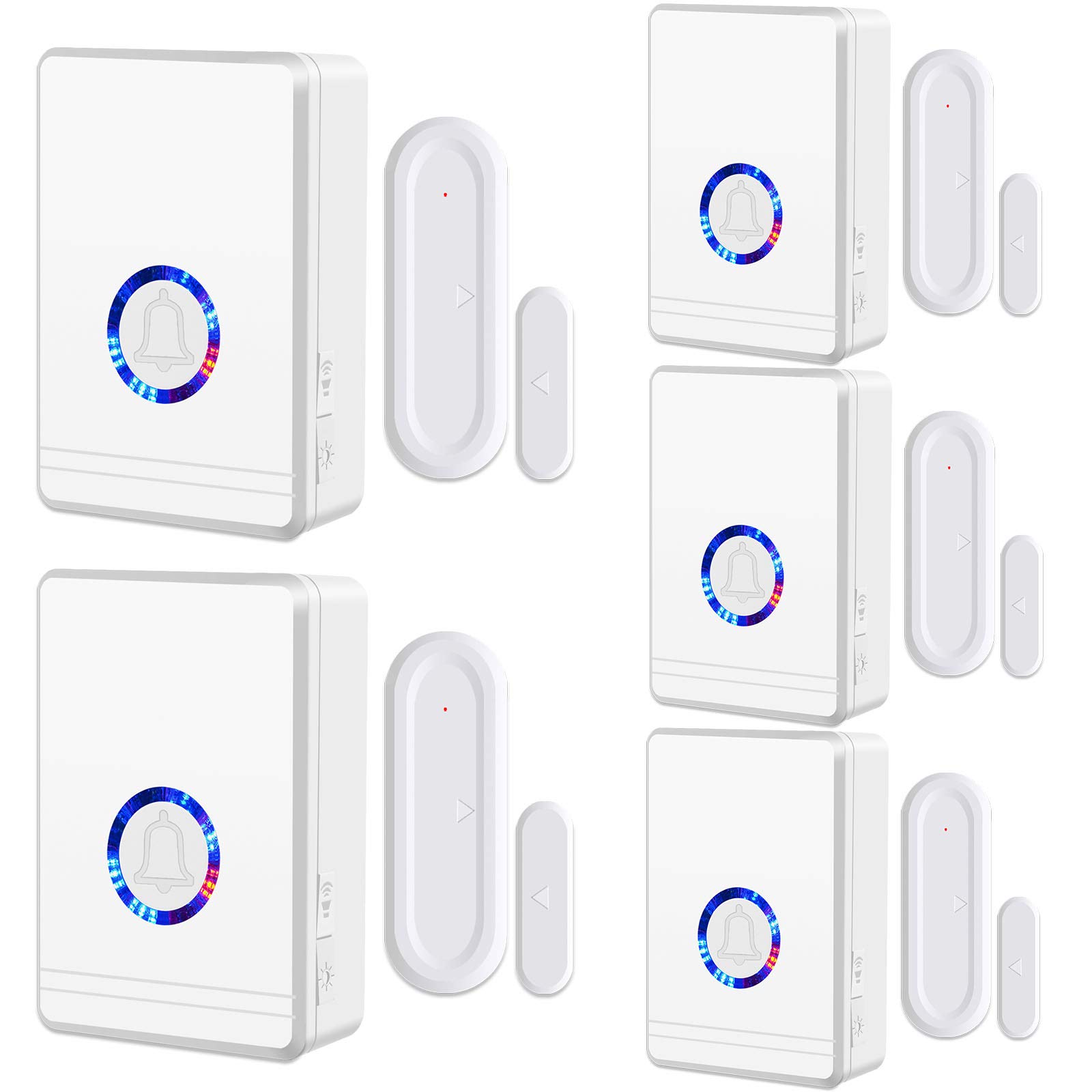 NineLeaf Tür Fenster Sensor, Türsensor Home Alarmanlage, Türalarm Fensteralarm 200M/600FT Reichweite 48 Melodien auf 5 Volumes Tür Laden Haus Büro Fensterkontakt 5 Empfänger 5 Magnetischer Sensor