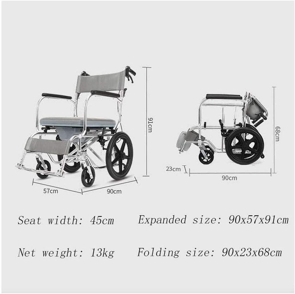 Wózek inwalidzki Lichtgewicht rolstoelen Aluminium handmatige transportstoel Draagbare rolstoelen met potje en handrem Transportrolstoelen wygodne