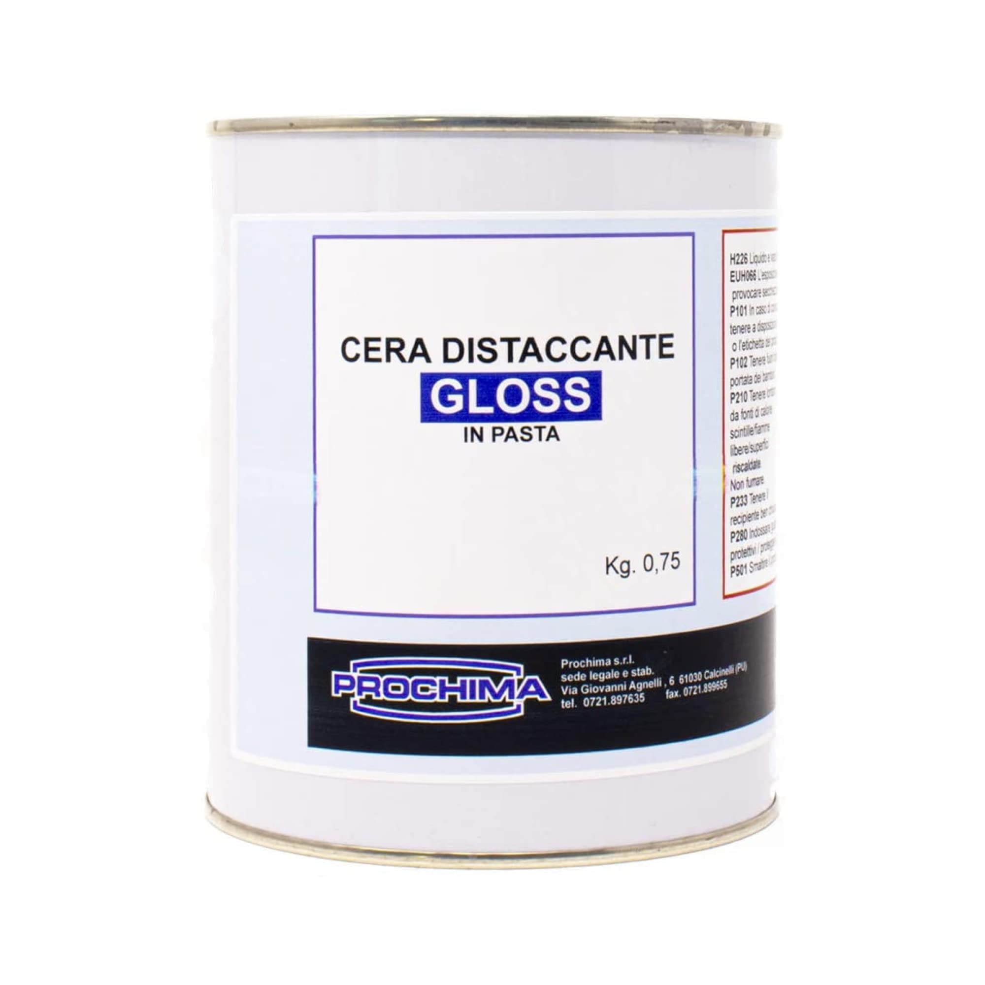 Prochima, Cera Gloss, Colore Bianco Opaco, Distaccante Ideato per Formare un Film Morbido e Continuo, Si Asciuga Quasi Istantaneamente, Barattolo da 750 gr
