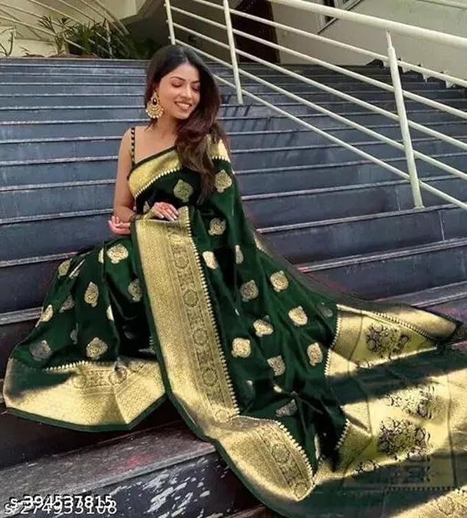 Women's Pure Kanjivaram Silk Saree Soft Design With Blouse Piece For Wedding