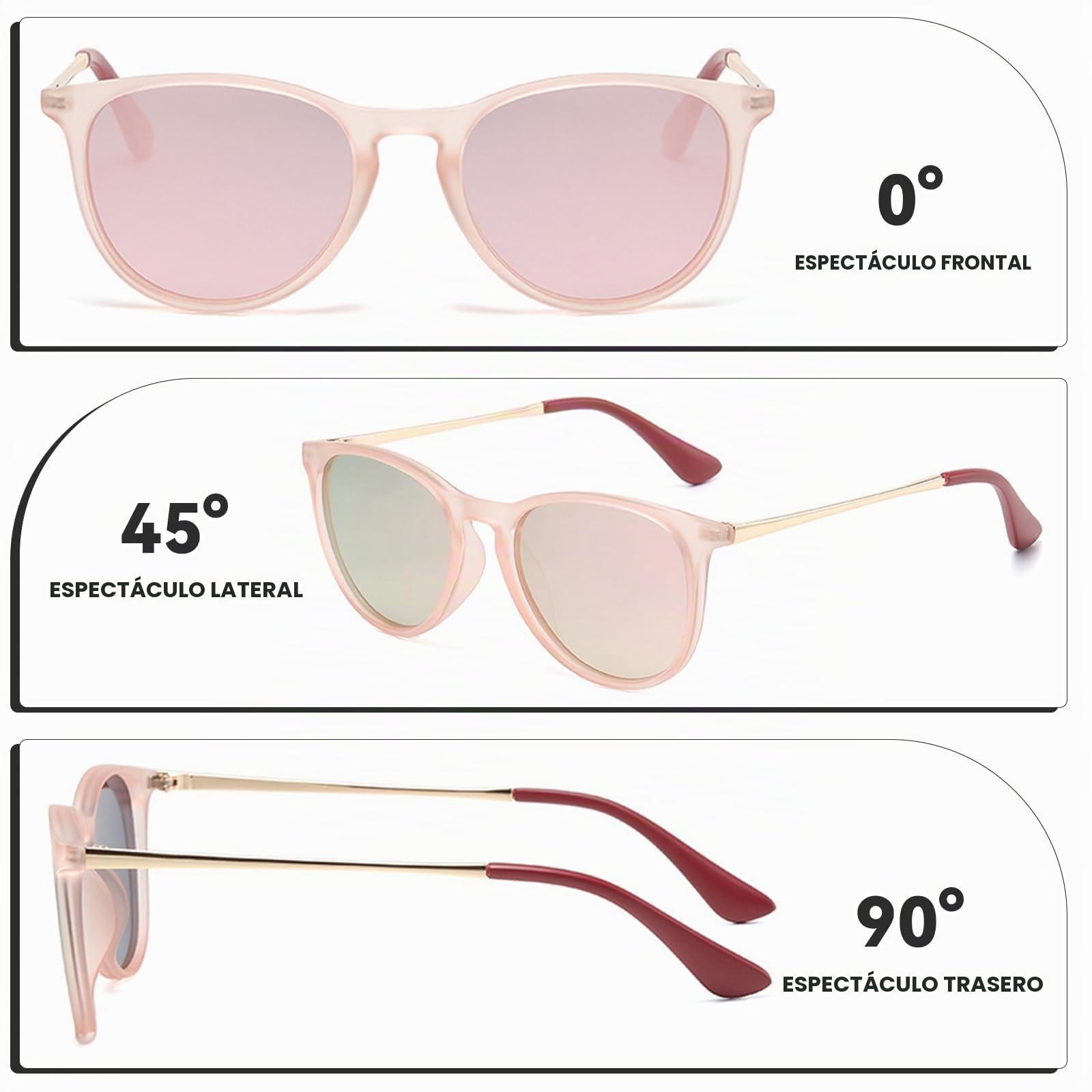 Gafas de sol para niños y niñas, polarizadas, marco de metal, espejo redondo, protección UV400, 4-12 años