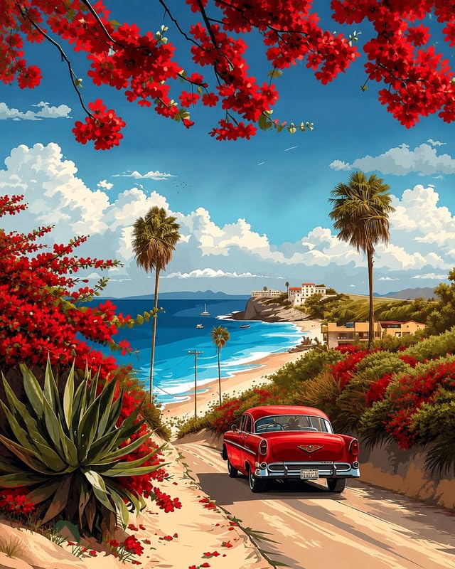 PictNoblese Paint by Numbers for Adults Beginner, Coast Road 16 x 20 in