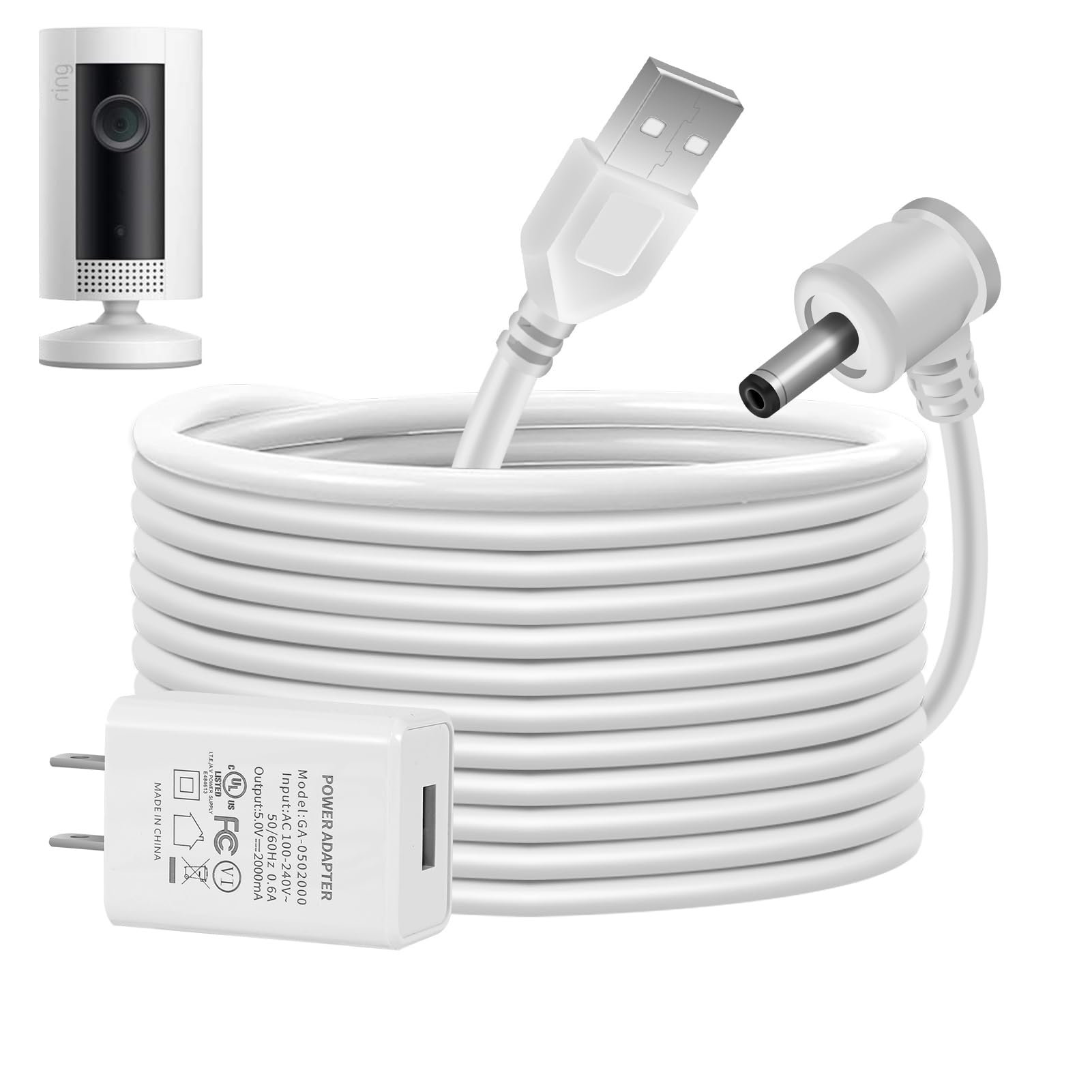 Amazon.com: Charge Cords 30ft for Ring Weatherproof Indoor Outdoor