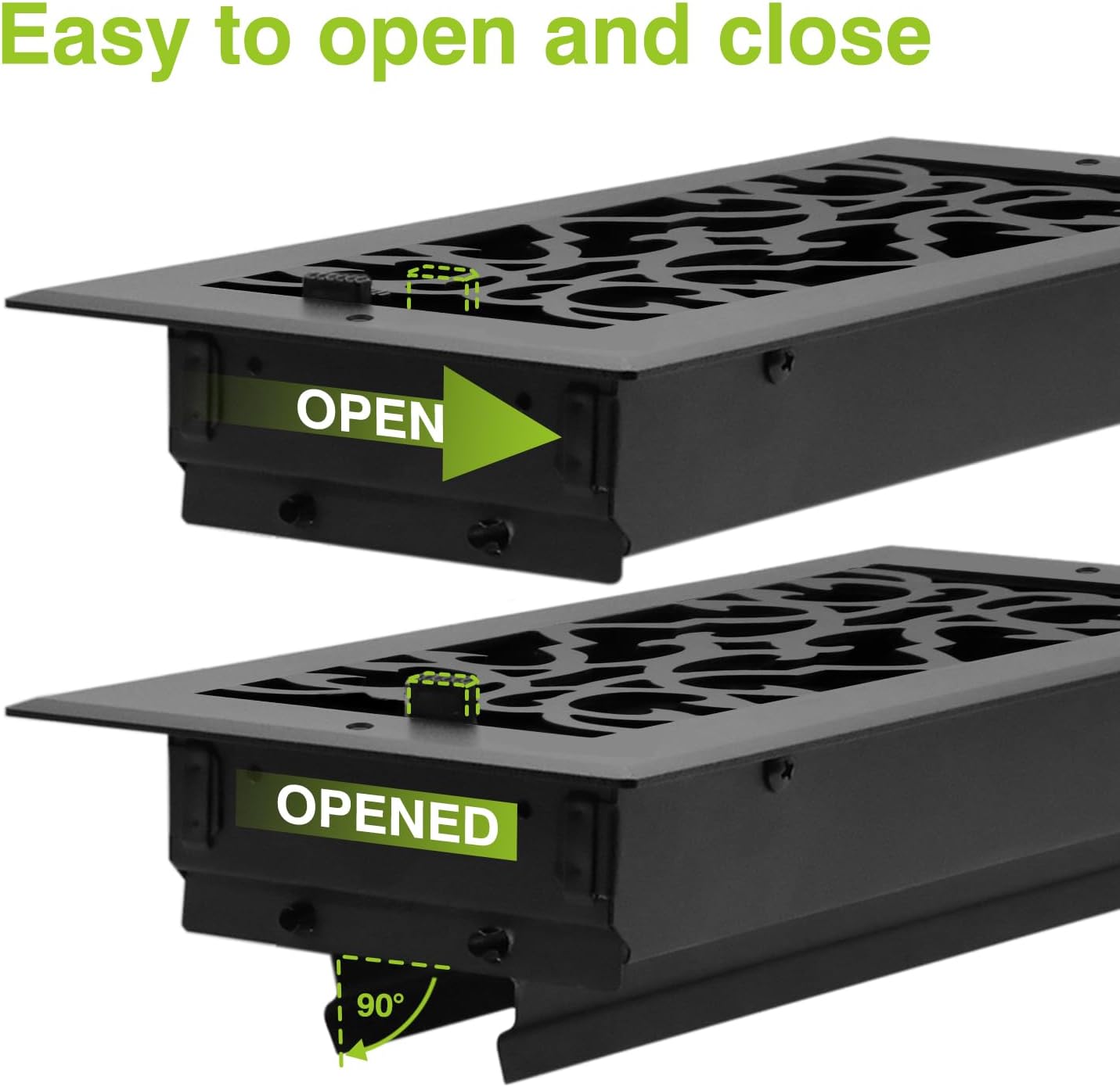 Naiture Stainless Steel Wall Register, Heavy Duty Rust-Resistant Air Vent Cover, Metal Damper or Lever, Traditional Style Grate Wall Vent, Duct Size 4" X 10", Black Finish