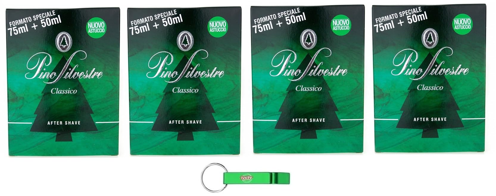 4x Pino Silvestre After Shave Original Classic,After Shave Perfekt, um die Haut frisch zu lassen, 125ml + Beni Culinari Kostenloser Schlüsselanhänger