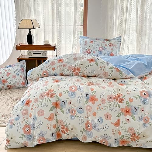 GETIYA Bunt Blumen Bettwäsche 135x200 Baumwolle Bettwäsche Damen Mädchen...