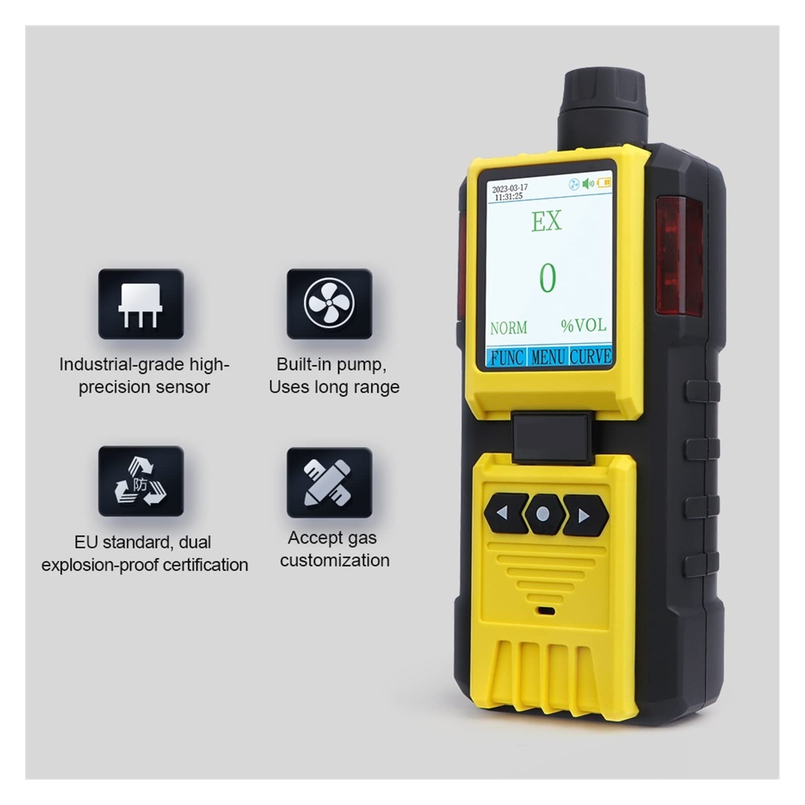 Détecteur de gaz pompage Portable EX Gaz Combustible Quatre méthodes d'alarme antidéflagrant Tests précis