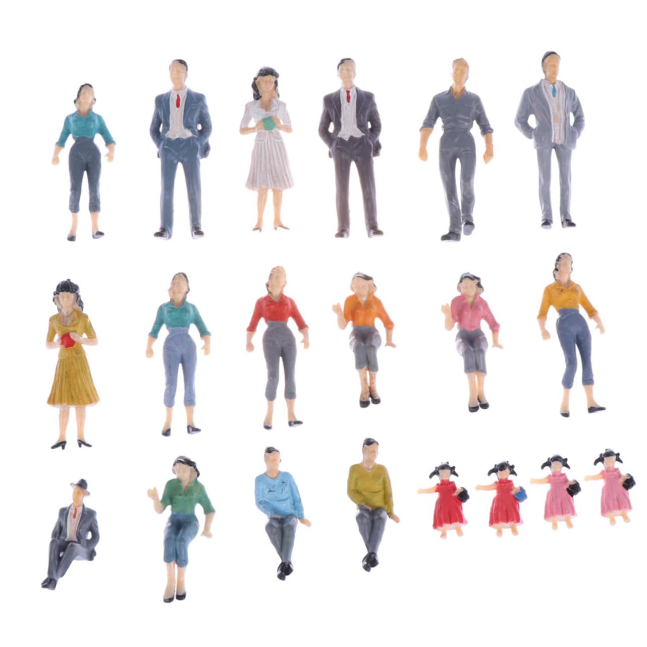 STOBOK 30pcs Model Man Plastic Figures 1:20 Scale Figures Architecture People Scale Model 1:75 People Children Painted s Puppet Miniature Plastic