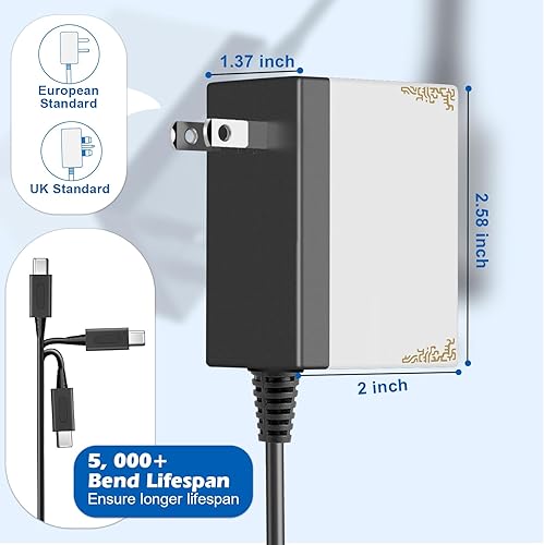 Miniatura 4 de Adaptador de CA para Nintendo Switch, cargador de pared de viaje rápido 15V 2.6A Kit de carga rápida para Nintendo SwitchLiteOLED, soporte modo TV