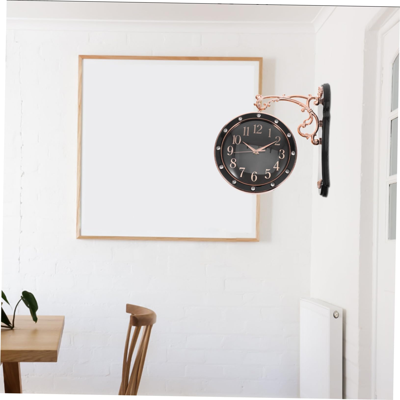 DOITOOL Reloj de Pared Grande Doble Cara Silencioso Estilo Europeo para Interior y Exterior Decoración para Salón Oficina y Porche Negro