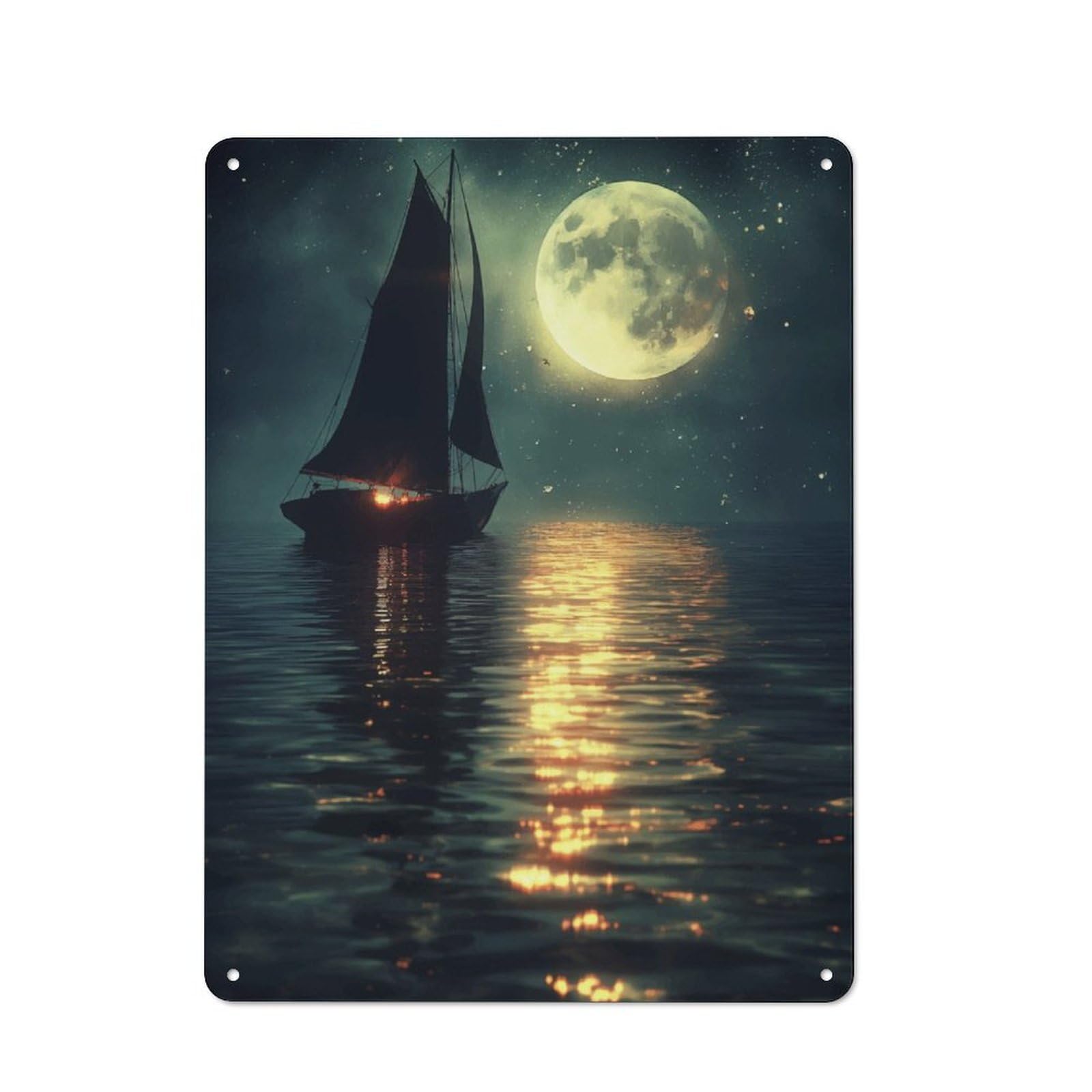 Junmoney Celestial Sails At Night Retro Printed Metal Sign 40X30cm For Garage Or Workshop, For Garage, Workshop And Man Cave Decoration