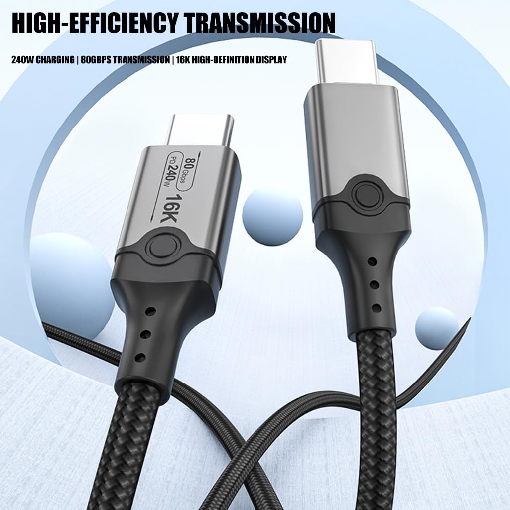 Cavo USB 5 da 240 W, 16 K a 60 Hz, cavo USB C, trasferimento dati 80 Gbps