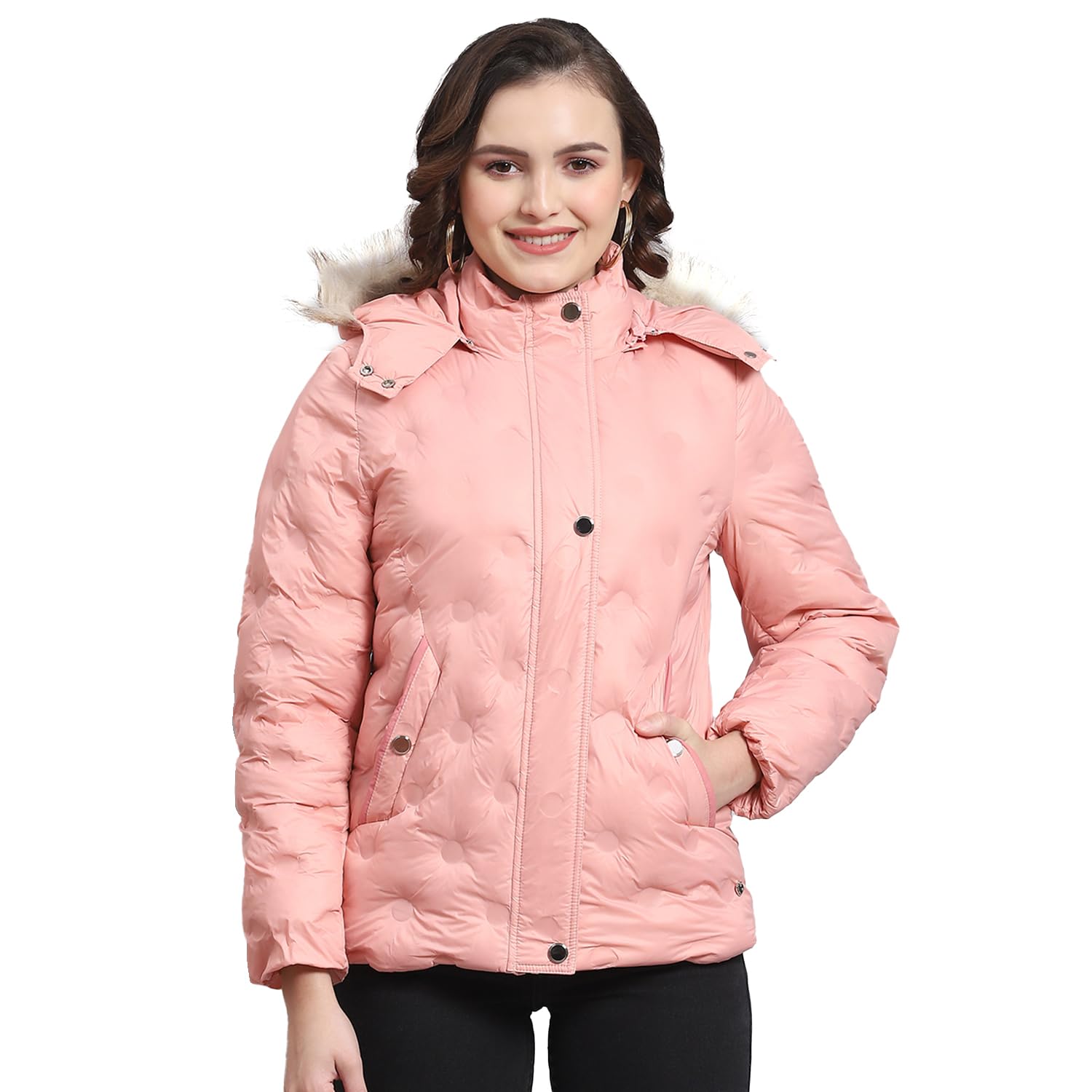 Monte Carlo Womens Solid Full Sleeve Hooded Neck Casual Jacket (223062509) Monte Carlo Womens Solid Full Sleeve Hooded Neck Casual Jacket (223062509)