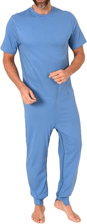 Normann Care Mens nursing overall short sleeve pajama with long leg and zipper on the back and leg