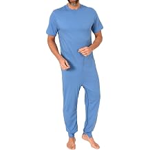 Normann Care Men's nursing overall short sleeve pajama with long leg and zipper on the back and leg