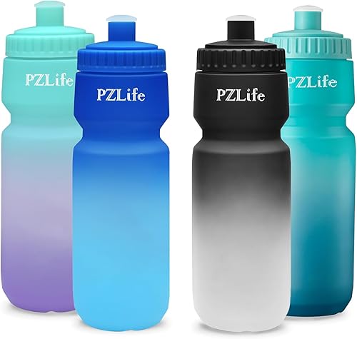 Miniatura 10 de Botella de agua de bicicleta de 24 onzas, botella de agua para ciclismo, a prueba de fugas, sin BPA, con escala de capacidad con tapa superior