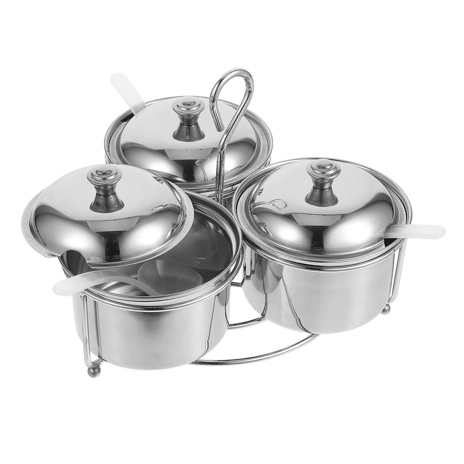 UBOHUZ 1 Set (3PCS) Stainless Steel Seasoning Box With Removable Trays Airtight Lid Condiment Container For Kitchen Counter Storage for Kitchen Condiment