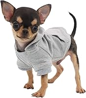 Vista 2 de LOPHIPETS Sudadera ligera de algodón para perros pequeños – Sudadera con capucha para chihuahuas, cachorros y razas juguetes - Gris/XS
