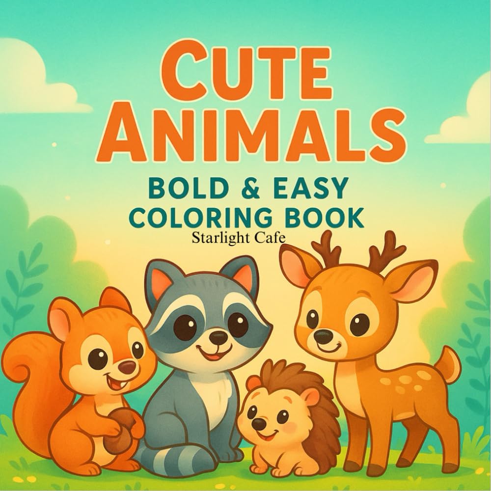 Cute Animals Bold & Easy Coloring Book: for Kids and Adults | Fun, Relaxing & Stress-Relief Animal Art Pages.