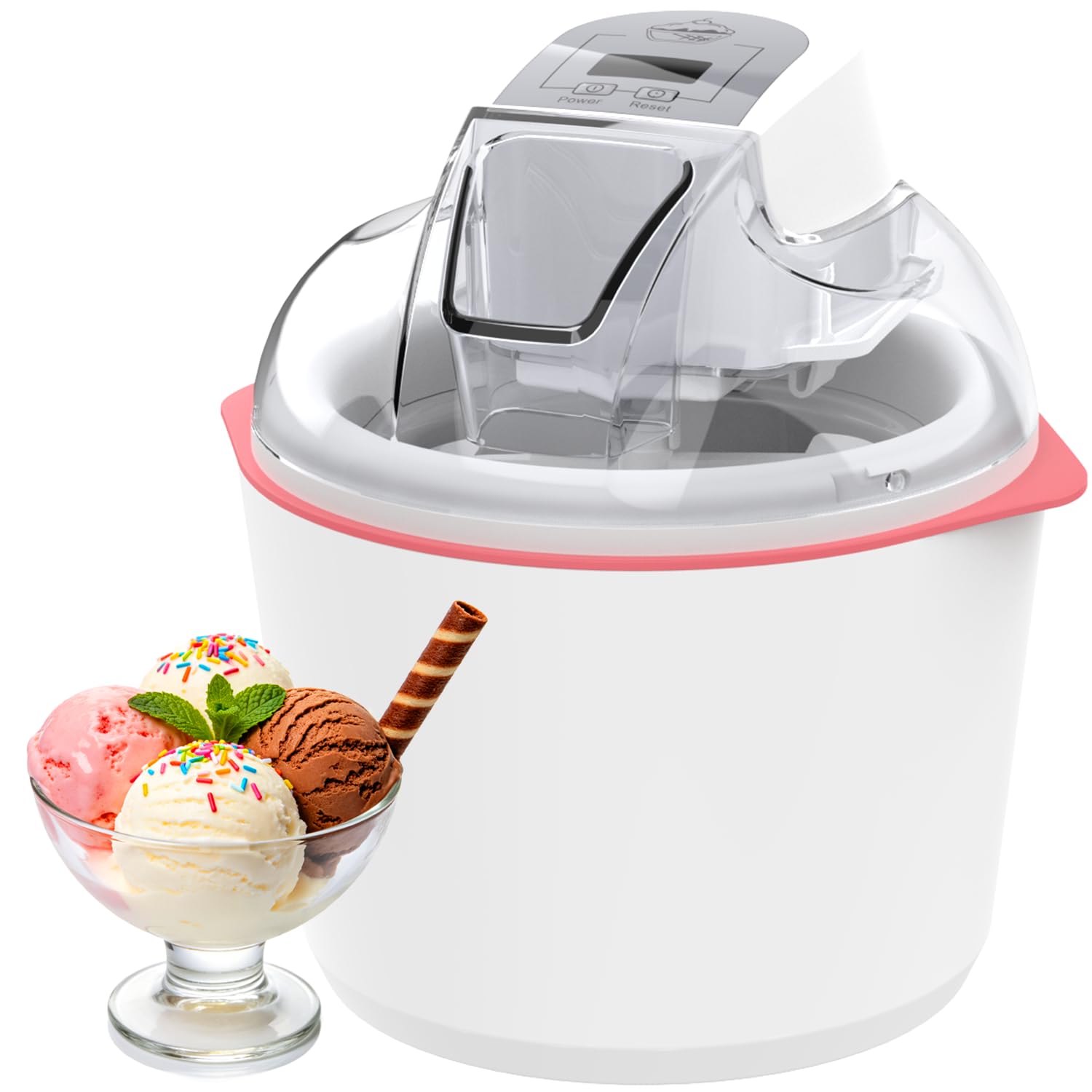 Ice Cream Maker, 1.6L Ice-cream Maker Machine for Gelato Sorbet & Frozen Yogurt in 30 Minutes, Homemade Frozen Dessert Maker