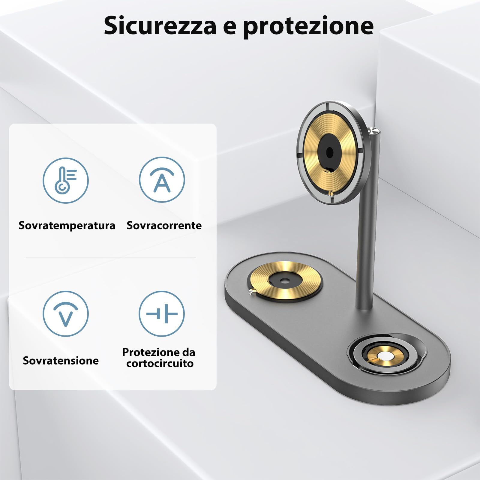 KU XIU X23 Pro Caricatore 3 in 1, Stazione di Ricarica per Apple, Caricatore Wireless Compatibile con iPhone 17/16/15/14/13/12 Pro Max, Apple Watch Ultra/9/8/7/6/SE/5/4/3, per AirPods 2/3/4Pro