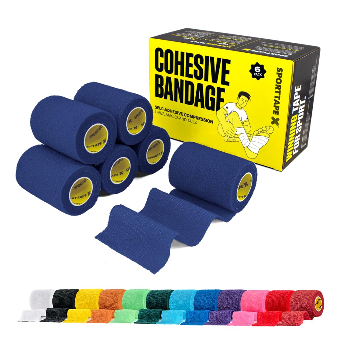 SPORTTAPE 6 Rolls Self-Adhesive Cohesive Bandage, 7.5cm x 4.5m, Beige - Compression & Vet Wrap for Dogs, Horses, Sports Stretch Tape for Football, Ankles, Joints, Fingers, Wrists & Sock Tape — view 45