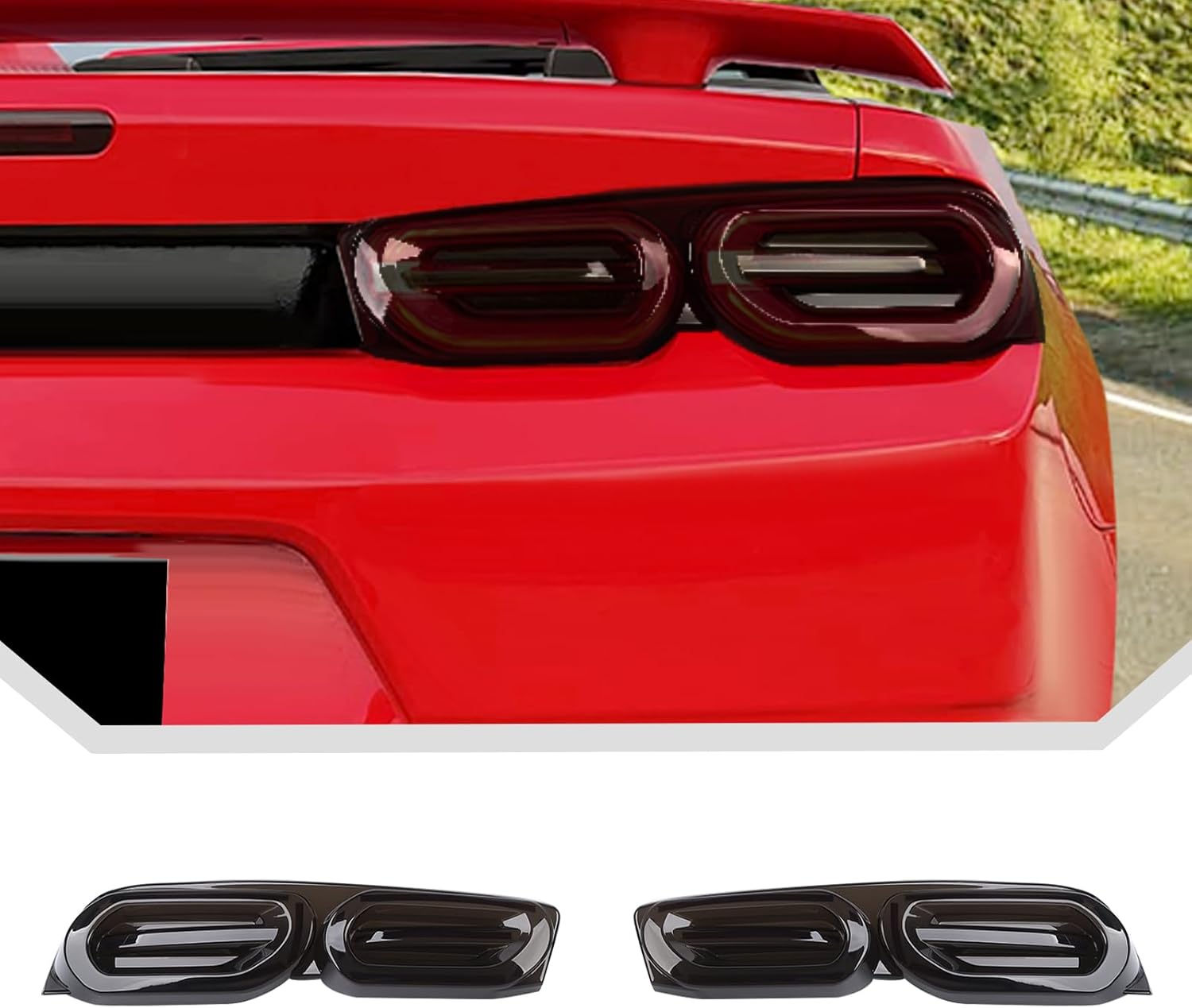 JeCar Smoked Tail Light Covers for Chevy Camaro 2019-2024 - ABS Tail Lamp Overlay Trim Protector, Rear Taillight Decoration Accessories
