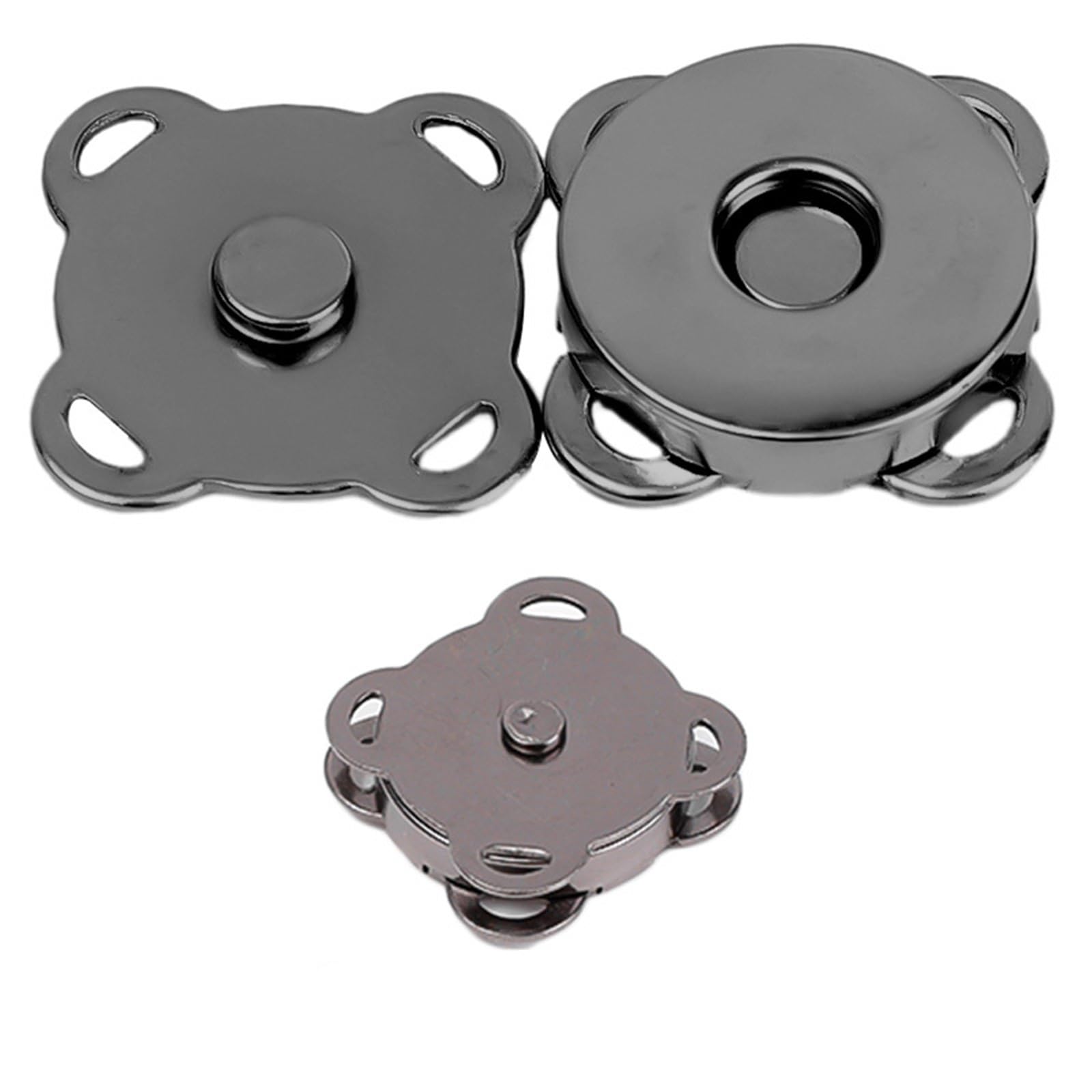 Magnetic Press Studs 1/10Sets Magnetic Snap Button Metal Invisible Sew on Lock Clasps Fasteners for Purse Bags DIY Accessories(Gun Black - 18mm,10pcs)