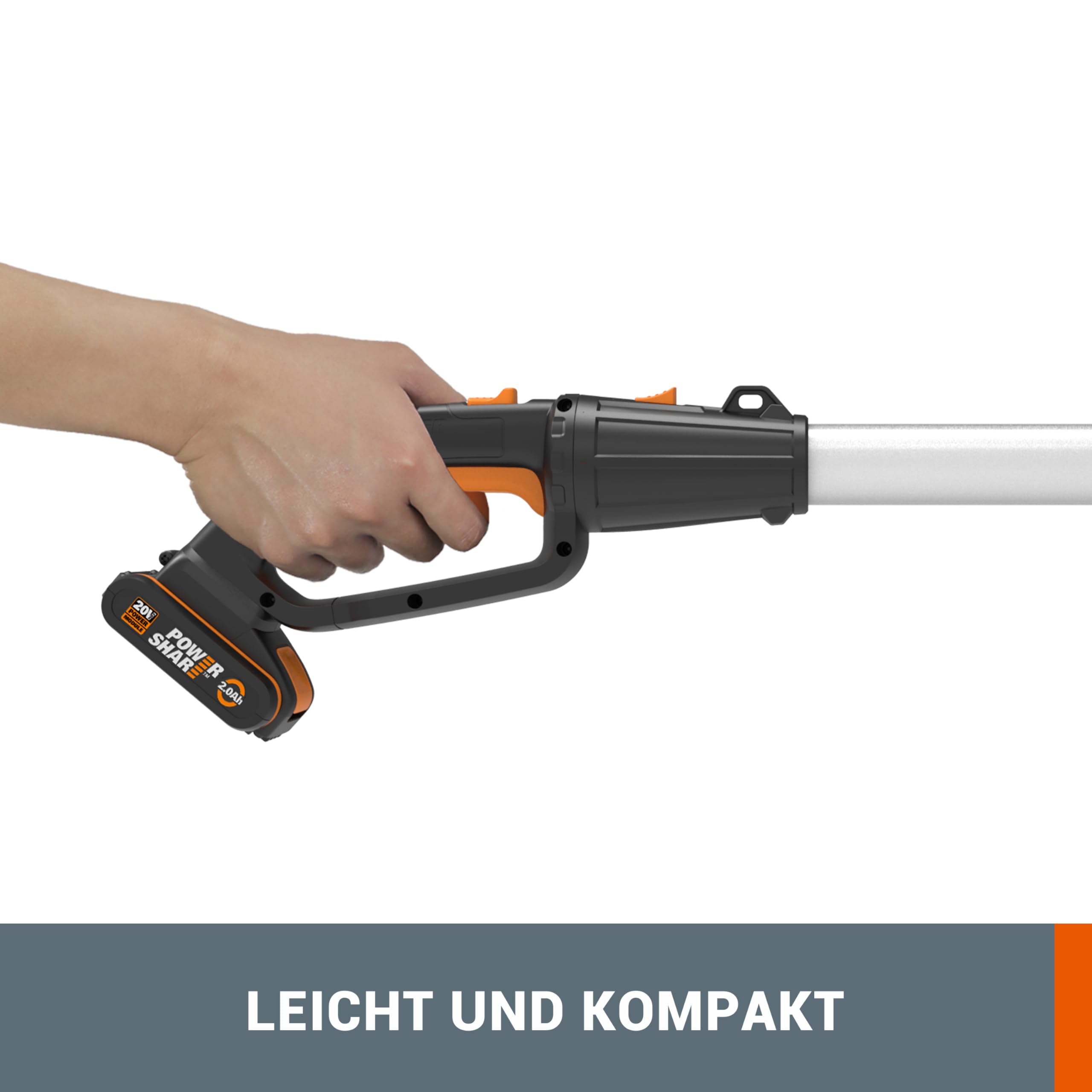 WORX WG252E.9 Akku Teleskop Heckenschere, 1340 /min, 45cm Schnittbreite, 10-Fach Verstellbarer Teleskopstiel bis 3,20 Meter Höhe, PowerShare kompatibel (Ohne Akku & Ladegerät)