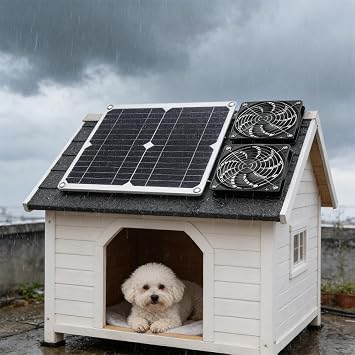 Solar Panel Fan Kit, 12W Outdoor Weatherproof Solar Fan, 16V Dual Exhaust Fan for Small Chicken Coops, Greenhouses, Sheds, Pet Houses, Window Exhaust