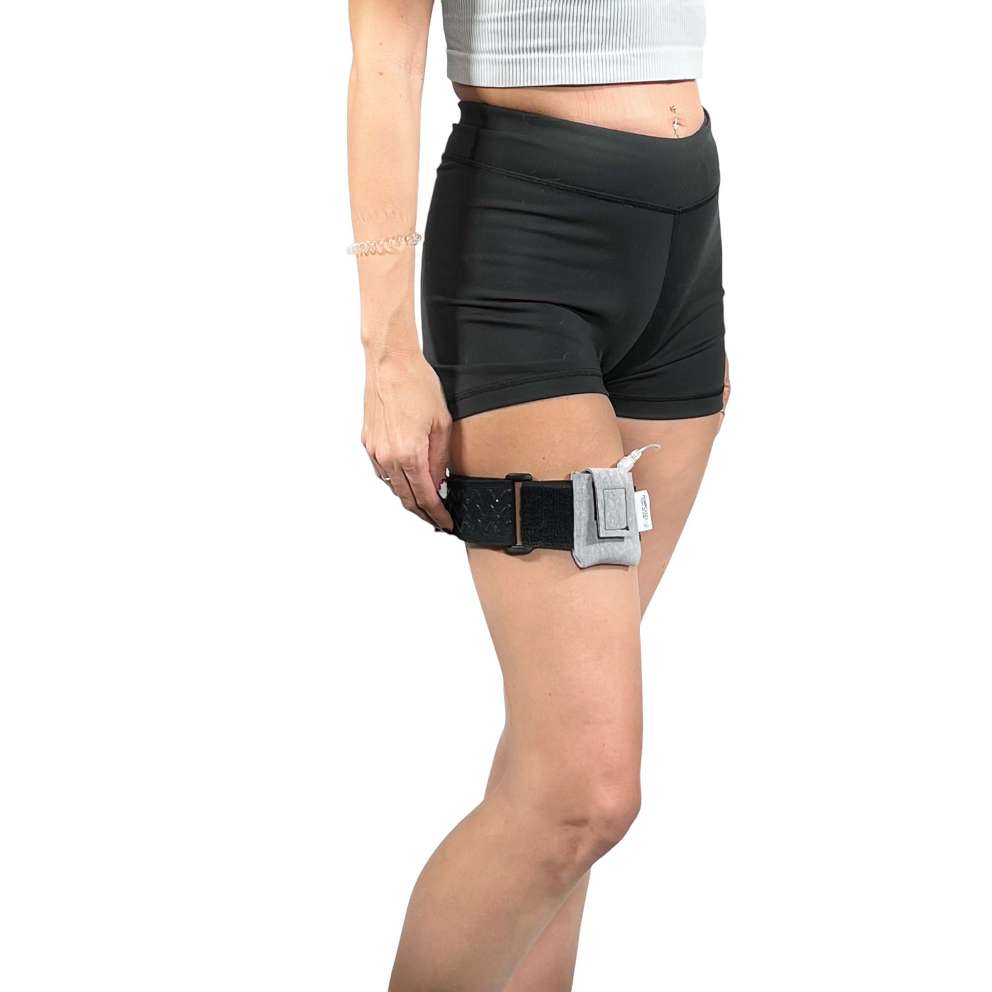 Pumpcases Adjustable Heather Gray Insulin Pump Belt – Diabetic Insulin Pump Stretch Band – Leg Belt Insulin Pump Case – Compatible with Mobi – Assembled in The USA (Medium)