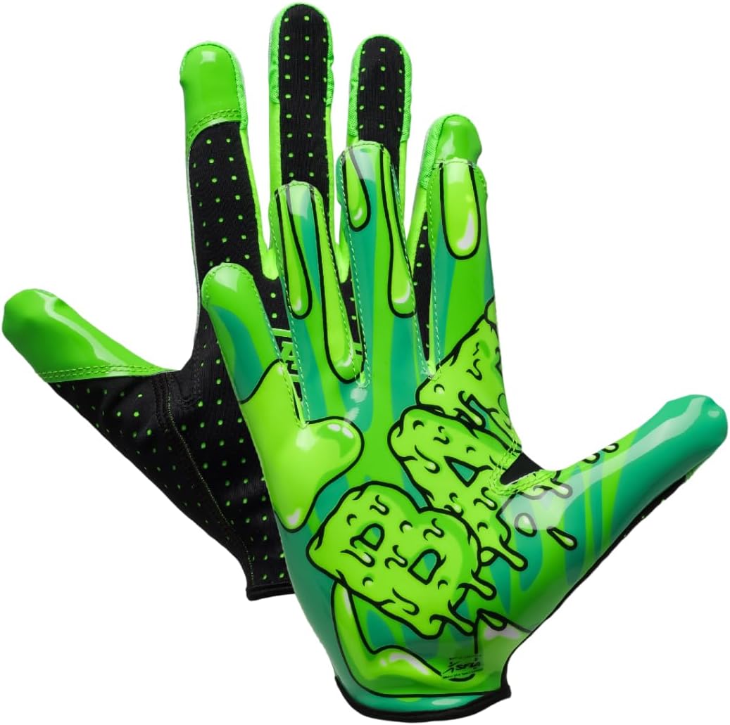 Battle Doom Speed Football Receiver Gloves – Ultra Stick Grip, Compression Fit (Runs Tight – Size Up If Between Sizes), Youth & Adult Football Gloves